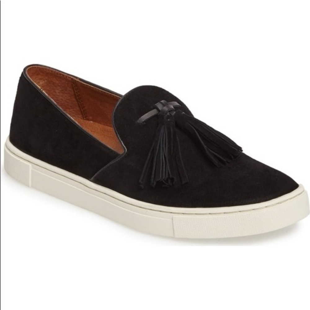 Frye - Men's Black Suede Loafers with Tassels